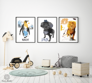 Penguin, Dog and Lion Wall Art